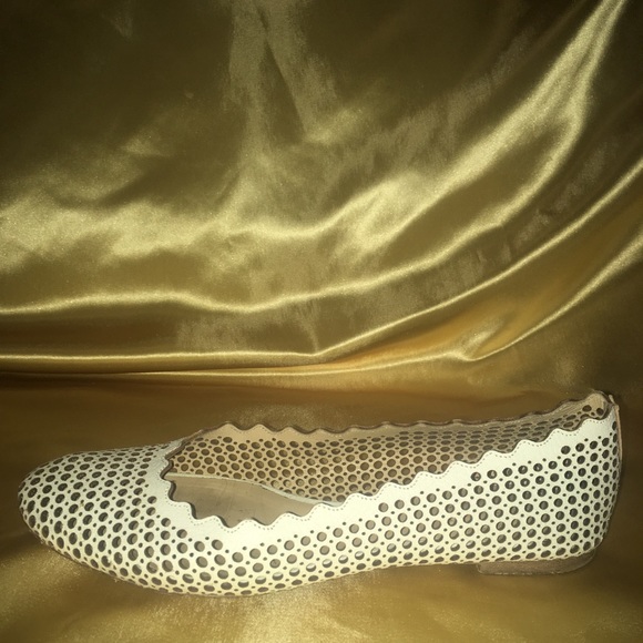 Chloe Shoes - Chloé Lauren Ballet Flats White Perforated Leather